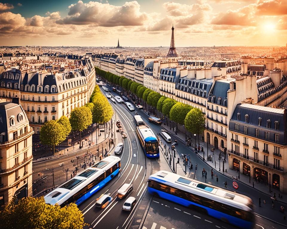 bussen en trams in Parijs