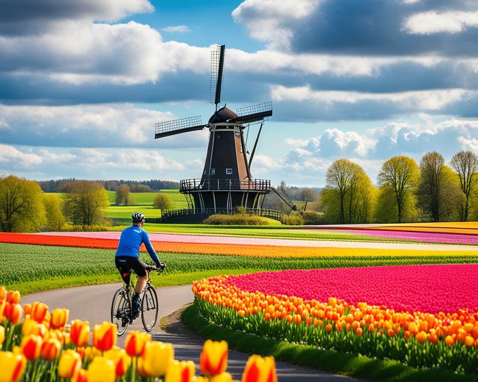 Fietsen door de tulpenvelden van Nederland