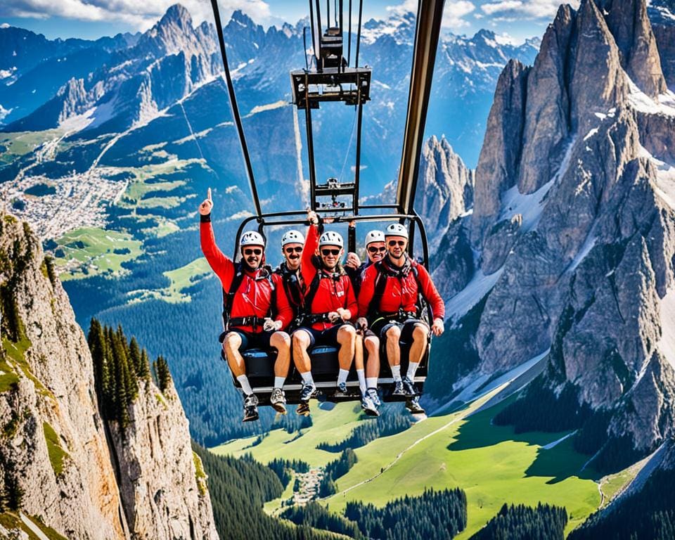 Kabelbaan avontuur in de Dolomieten, Italië