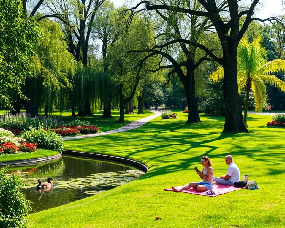 Parkwandeling met focus op natuur en ontspannen activiteiten