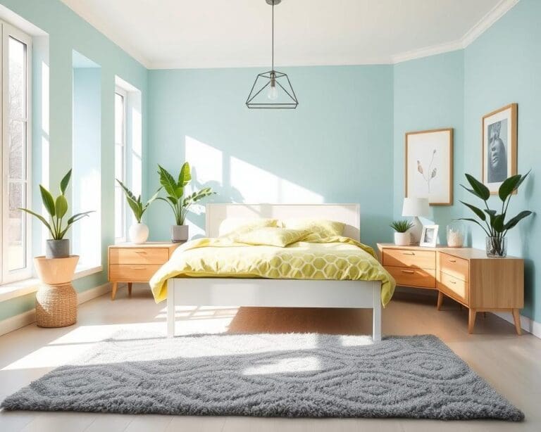 Frisse kleuren voor een moderne slaapkamer